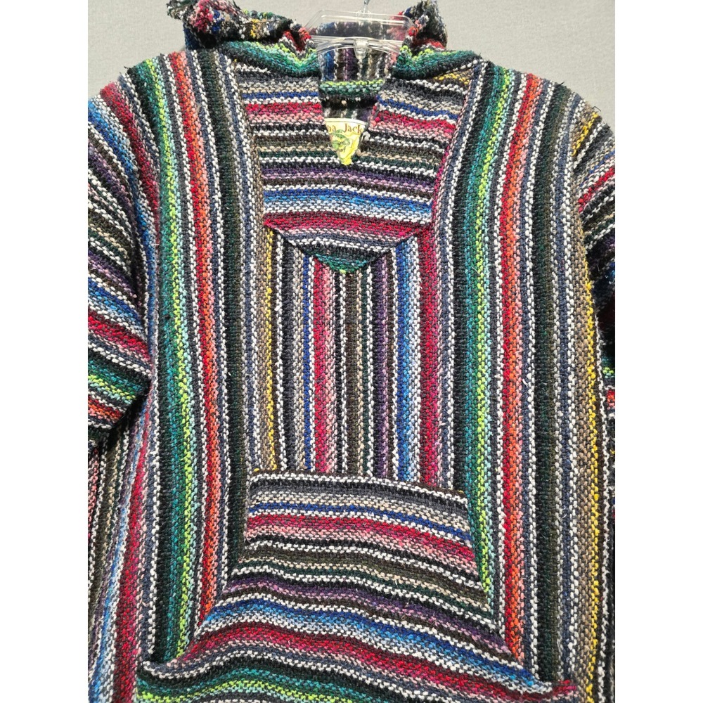Iguana Jack Baja Large Hoodie Poncho Striped Pullover Hooded Sweatshirt Men's